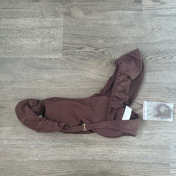 Abercrombie & Fitch Shimmer One-Shoulder Ruffle Bralette Swim Top - Size L NWOT - Picture 4 of 8